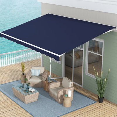 Auvent de patio électrique rétractable, abri pare-soleil 16 pi x 10 pi avec télécommande et manivelle pour terrasse