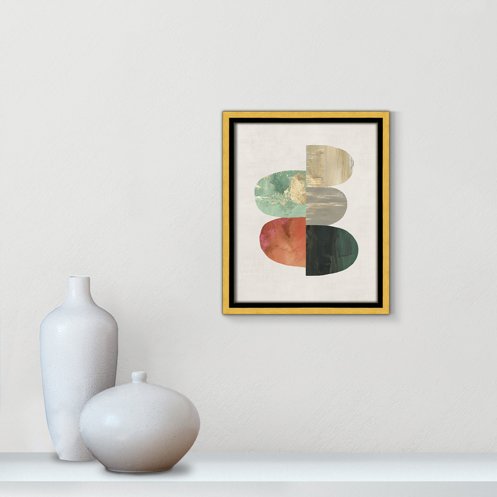Evolving Energy I - Painting Print, Picture Framed Canvas, 11.5" H x 9.5" W, Gold