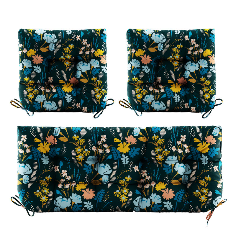 Outdoor 5'' Seat / Back Cushion, Black Floral 2
