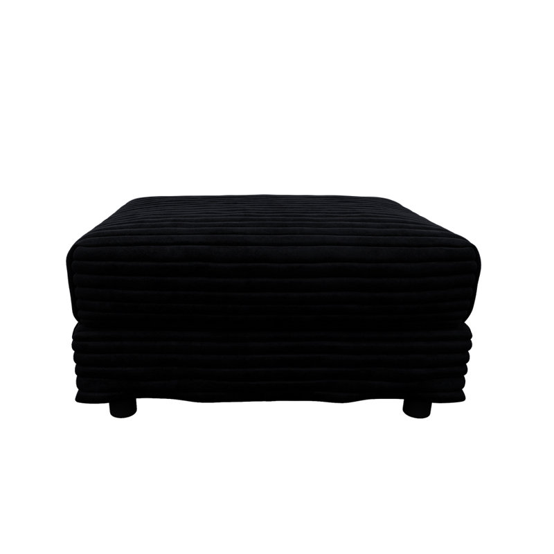 Plush Corduroy Ottoman for 2, 3, and 4 Seater Sofas, Versatile and Comfortable for Living Rooms and Offices, Black