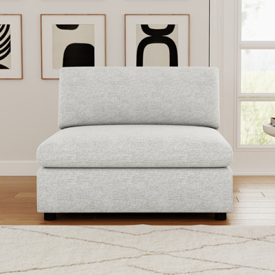 Chaise sans accoudoirs rembourrée en tissu avec rembourrage en duvet de 34,2 po de large Quatesha