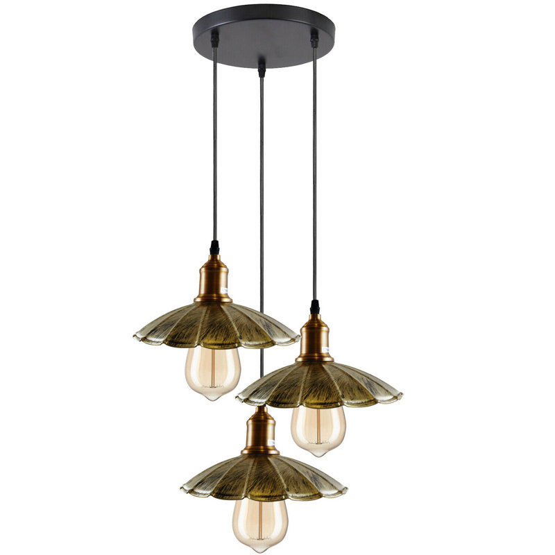 Gary 3 - Light Black Cluster Pendant, Brushed Brass