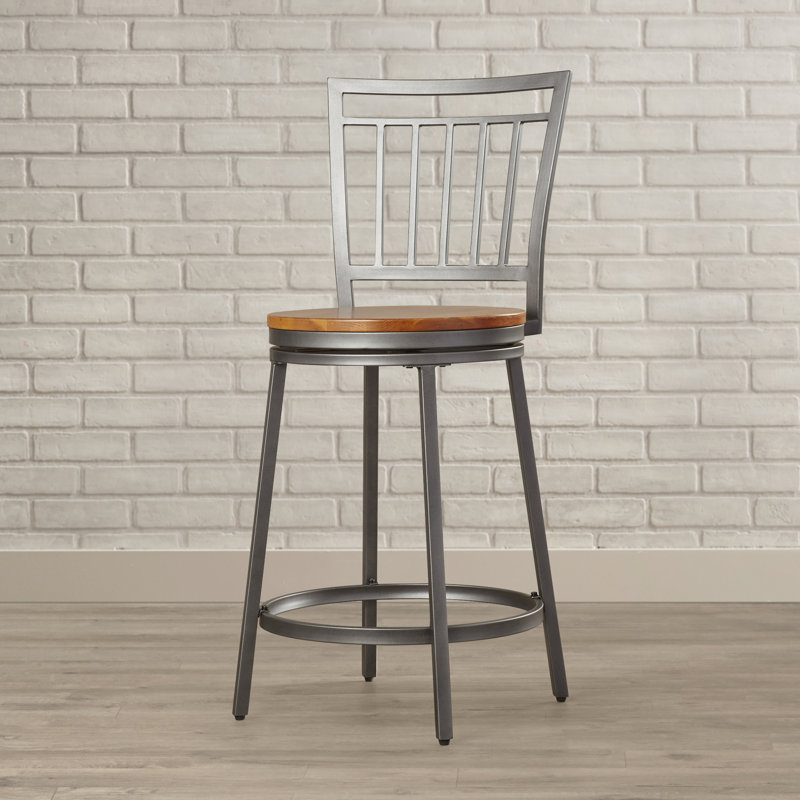 Kanagy Swivel Counter Stool with Metal Frame, Counter Stool (25" Seat Height), Golden Oak