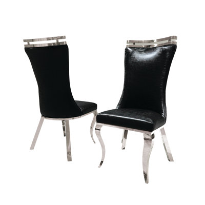Glam Style 2Pc Side Chair Tiger Printed Upholstered Seat Dining Room