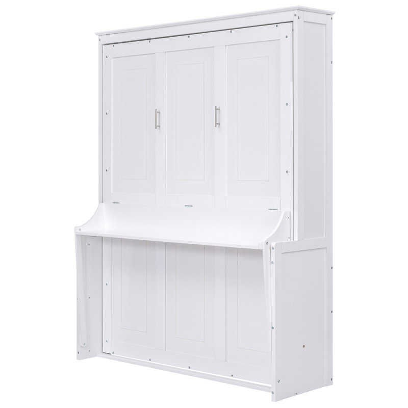 Grand lit de style moderne avec tablette, blanc - Améliore l'esthétique de la chambre