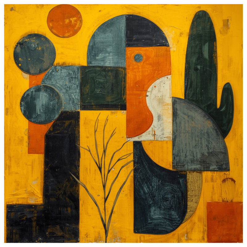 Toile de galerie jaune à composition abstraite géométrique en plusieurs tailles, 16 po x 20 po