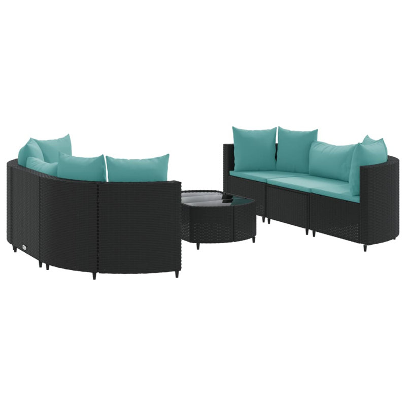 Ensemble de canapé de patio avec coussins en polyester Latitude Run, Blanc, crème, Noir, 8