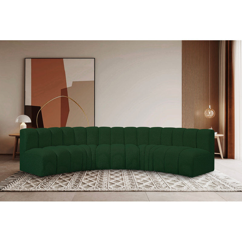 Canapé et méridienne rembourrés Hridaan, Tissu bouclé vert
