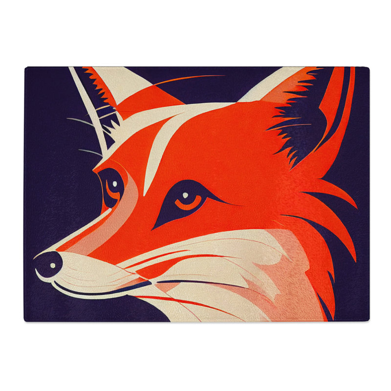 Fox Art Deco Style  Glass Chopping Board