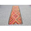 Tapis de couloir turc vintage rose Herki pour l'extérieur et le couloir - Design Oushak 7863