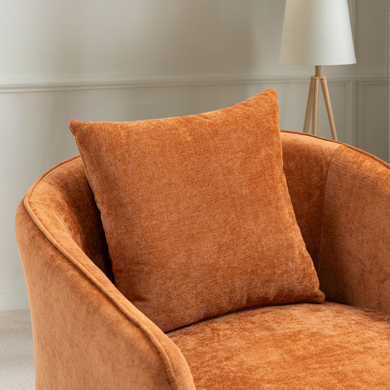 Fauteuil demi-tonneau pivotant avec accoudoirs évasés modernes l 29,48 po, Brun