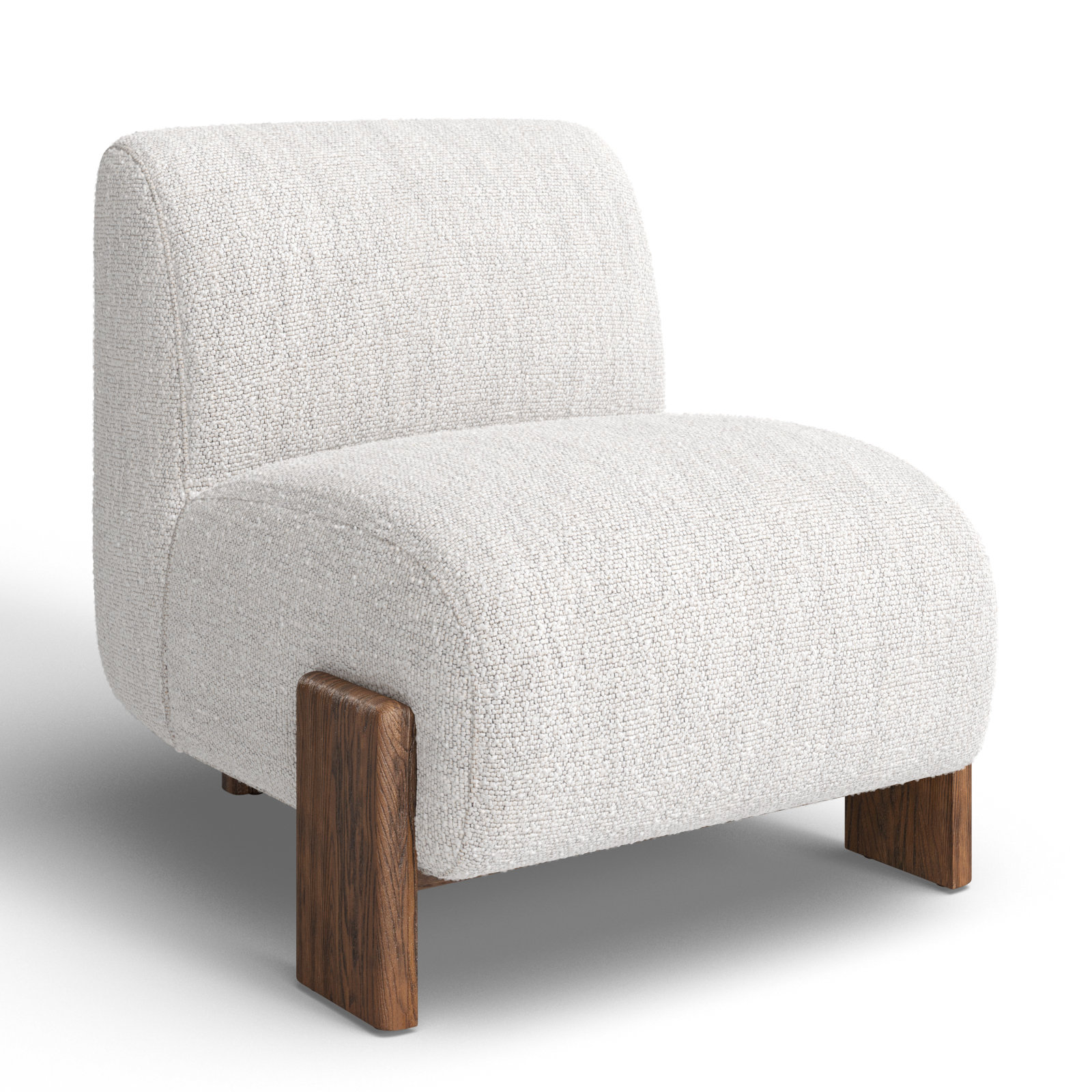 Chelsea Slipper Chair, Ivory Polyester Blend