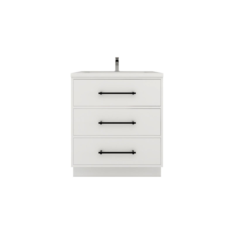 Victoria 29.5'' Single Bathroom Vanity with Acrylic Top, Gloss White