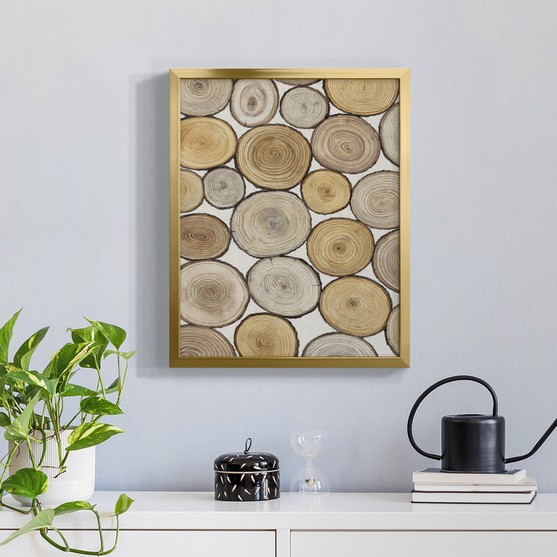 " Tree Ring Study I ", Gold Framed Canvas, 19" H x 16" W x 1.5'' D