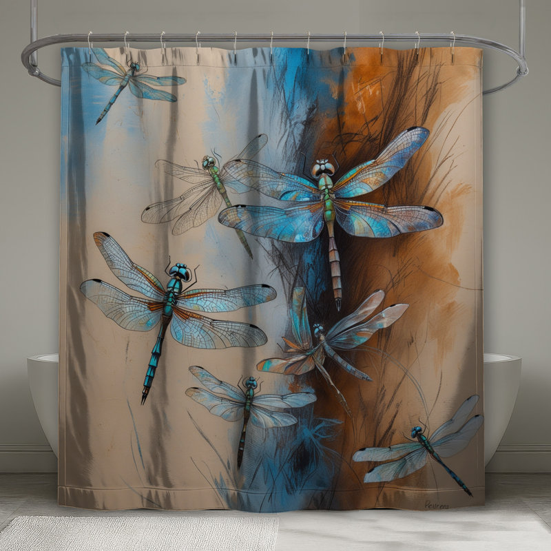 Rideaux de douche Blue Libellules, 70in W x 72in H