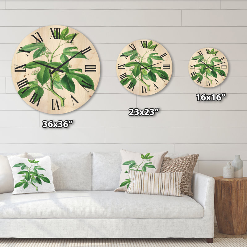 Horloge murale Leaves Plants V, Moyenne