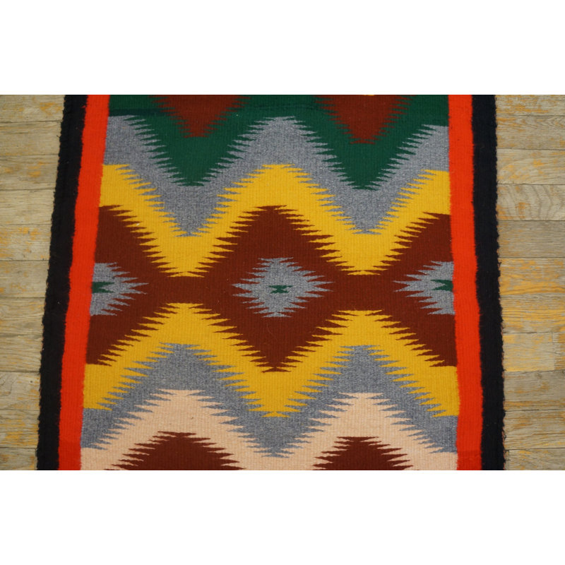 Vibrant Colorful Antique Small Scatter Size Native American Navajo Rug