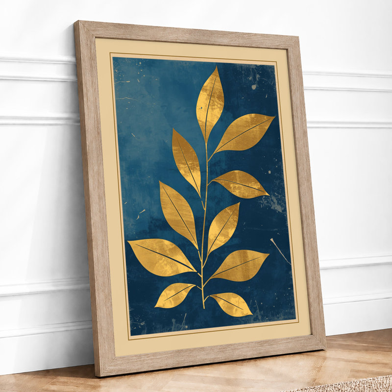 Golden Stem Botanical - Framed Print, A1 - 84.1 x 59.4 cm, Oak