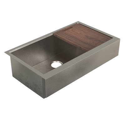 33" Paragon Concierge Apron Front Workstation Kitchen Sink in Antique Copper With Cutting Board