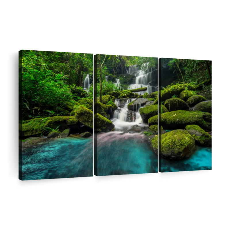 Ensemble de 3 pièces de cascade tropicale sur toile, H 24 po x l 38 po