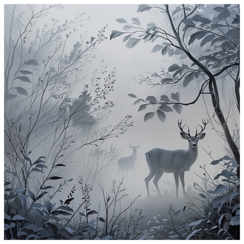 Housses de couette Misty Forest With Deer, Grand lit