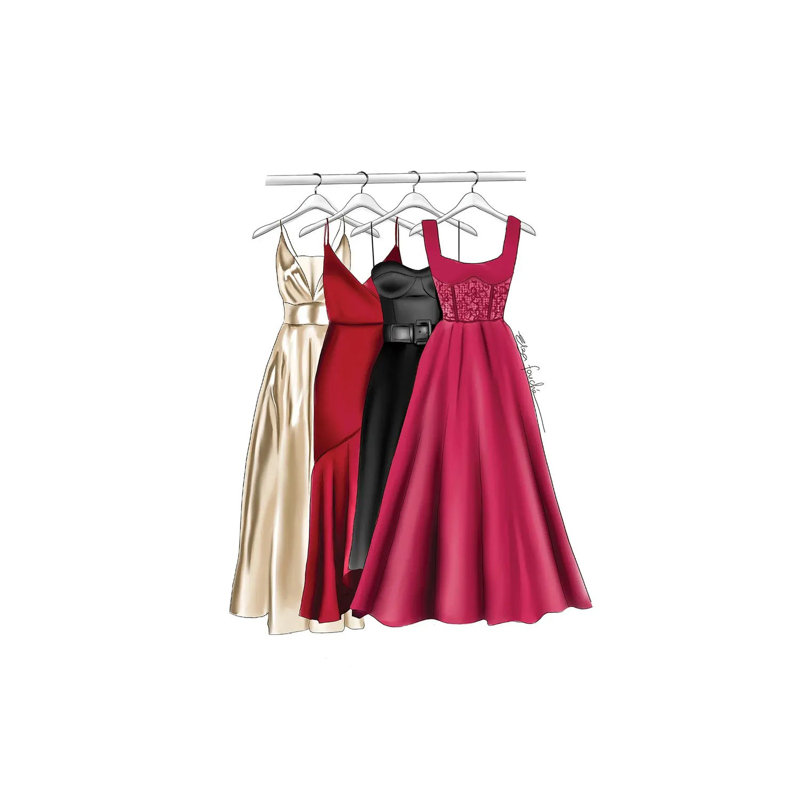 Dresses by Elza Fouche - Wrapped Canvas Print, 30.48cm H x 20.32cm W x 1.91cm D