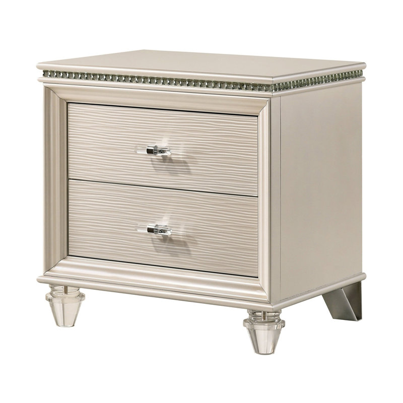 Table de chevet, blanc perle, Blanc perle