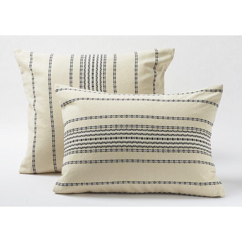 Rippled Organic Cotton Sham, Euro, Ivory/Black