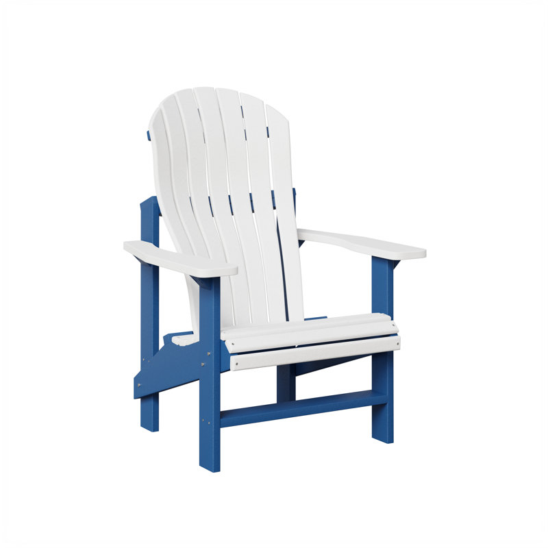 Berlin Gardens Contour Upright Adirondack Chair, White with Pacific Blue