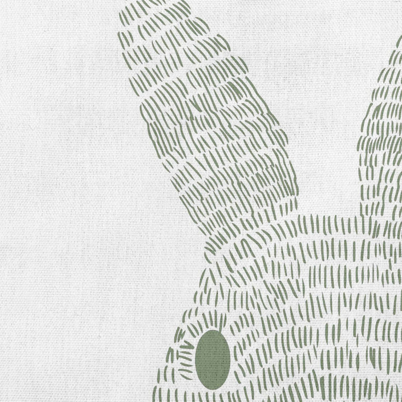 Housse et insert de coussin décoratif carré en forme de lapin monochrome, 16 po x 16 po, Laurier vert
