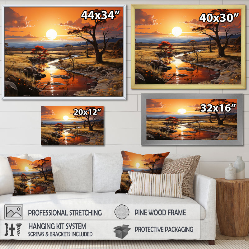 «Australie Outback Wonder I», reproduction d'art sur toile, H 16 po x l 32 po x P 1 po, Cadre photo noir