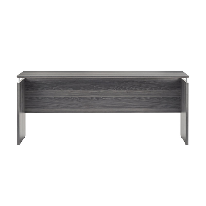 Maya Executive Gray Steel Laminate Credenza Desk with Filing Cabinet
