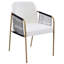 Chaises de salle à manger rembourrées Modern Glam (ensemble de 2), structure en métal avec accoudoirs tissés, siège en tissu confortable