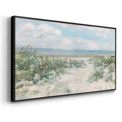 Plage de fleurs sauvages - Toile tendue avec châssis, prête à accrocher