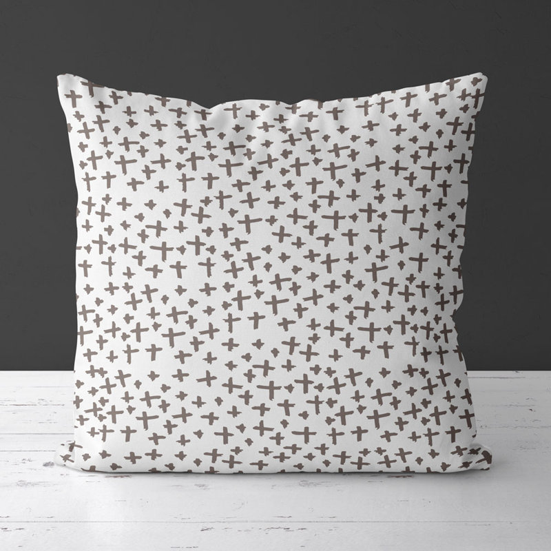 Housse de coussin carré et insert, Taupe / blanc