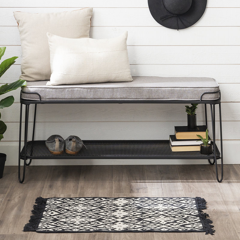 Maisonet Polyester Blend Upholstered Bench, Gray