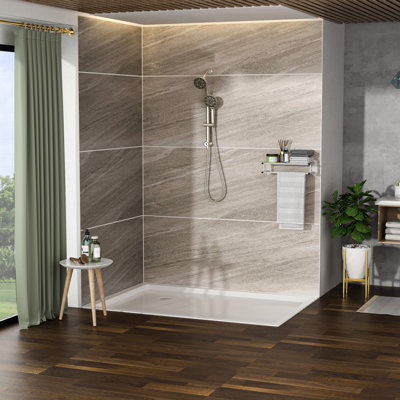 Brushed Nickel Dual Shower Head: 4.7" Rain Showerhead, 7 Hand Shower, Adjustable Slide Bar & Hose System With Large Showerhead And Finish,