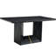 Table à manger en marbre noir et chaises en lin respirant gris - Table polyvalente avec chaise grise et rayonnante-2026551837