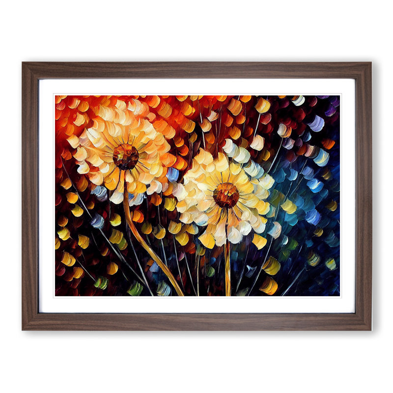 Dandelion Flowers - Framed Print, 34cm H x 46cm W x 2cm D, Walnut