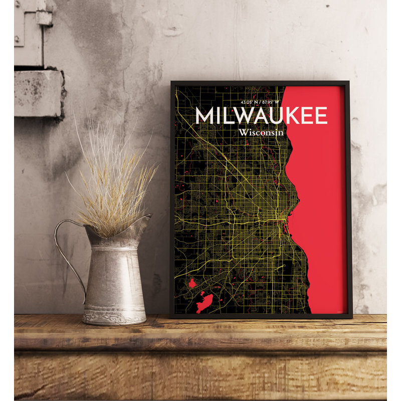 Milwaukee City Map - No Frame Print, 43.2cm H x 27.9cm W x 0.13cm D