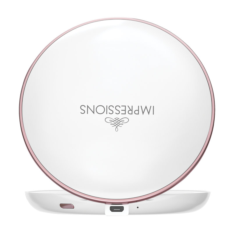 Coco LED Compact Mirror with Dimmer Button, Round Makeup Mini Travel Mirror with 7X Magnifying Glass