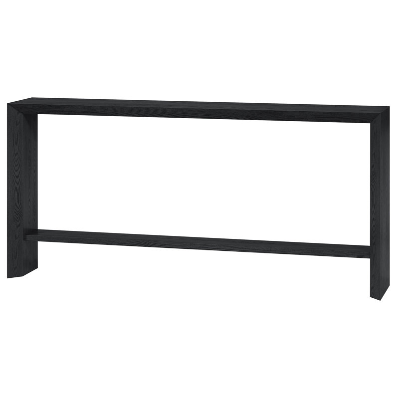 Osman Rectangular Console Table in Antiqued Grey Oak, Black, 30" H x 64" W x 11.63" D