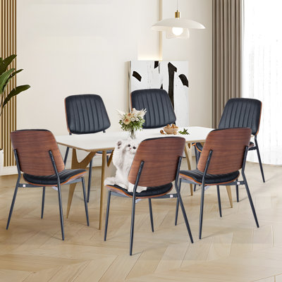Chaise Mid-Century moderne en similicuir rétro, ensemble de 6