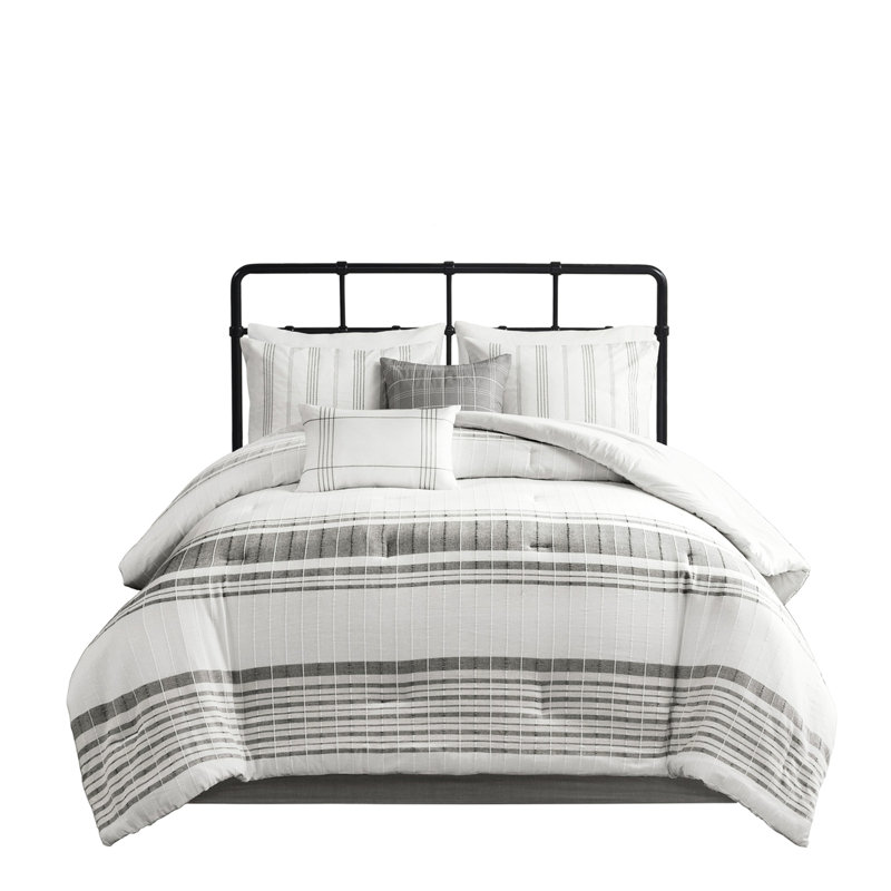 Édredon très grand 100% coton très grand - blanc / gris pour la chambre à coucher de luxe 6 lits gris / blanc doux