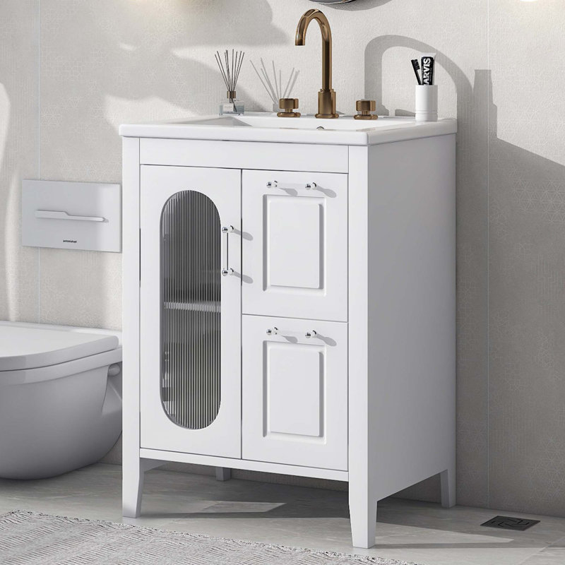 24" Bathroom Vanity With Sink, White