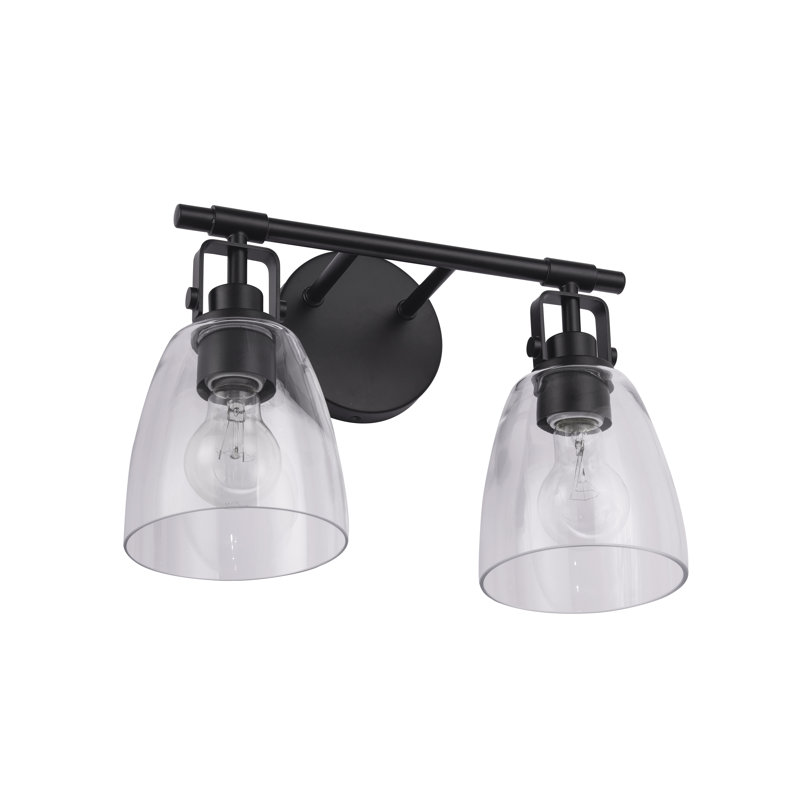 Greyling Modern Farmhouse 2-Light Vanity Light, Matte Black