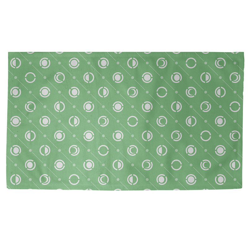 Tapis décoratif vert à phases de lune classiques, Rectangle de 3 pi x 5 pi