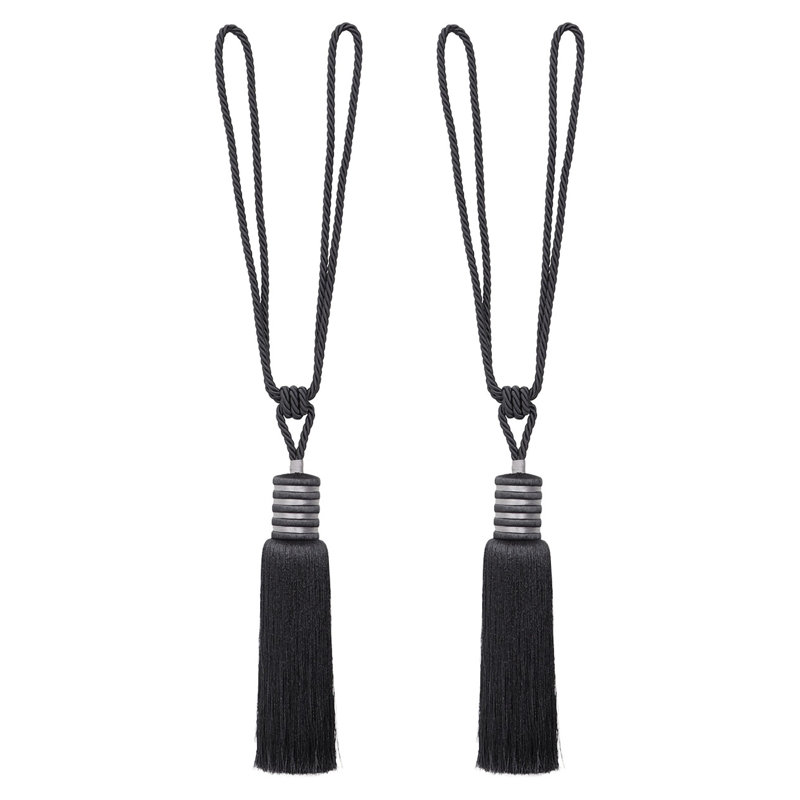 Decorative Curtain Tiebacks With Tassel, Black