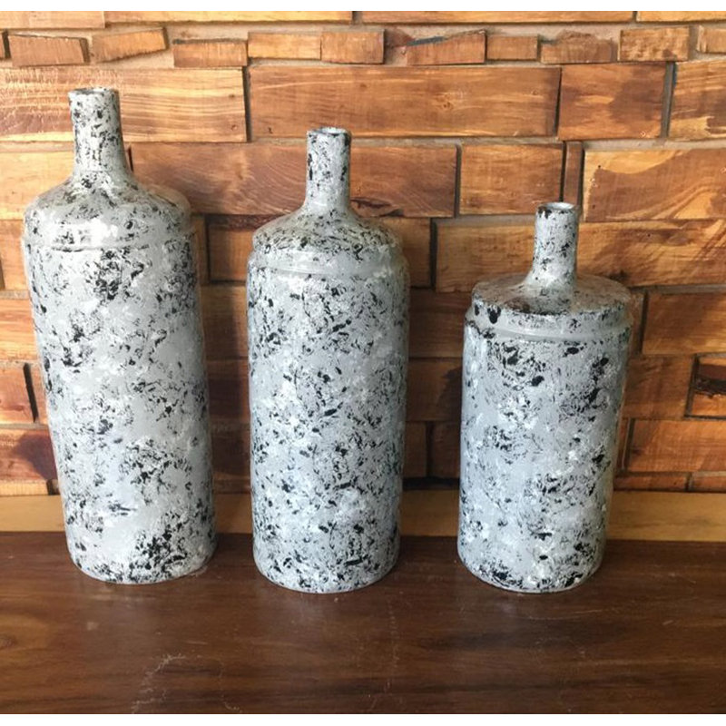 Ensemble de 3 vases de table en céramique gris Aviana