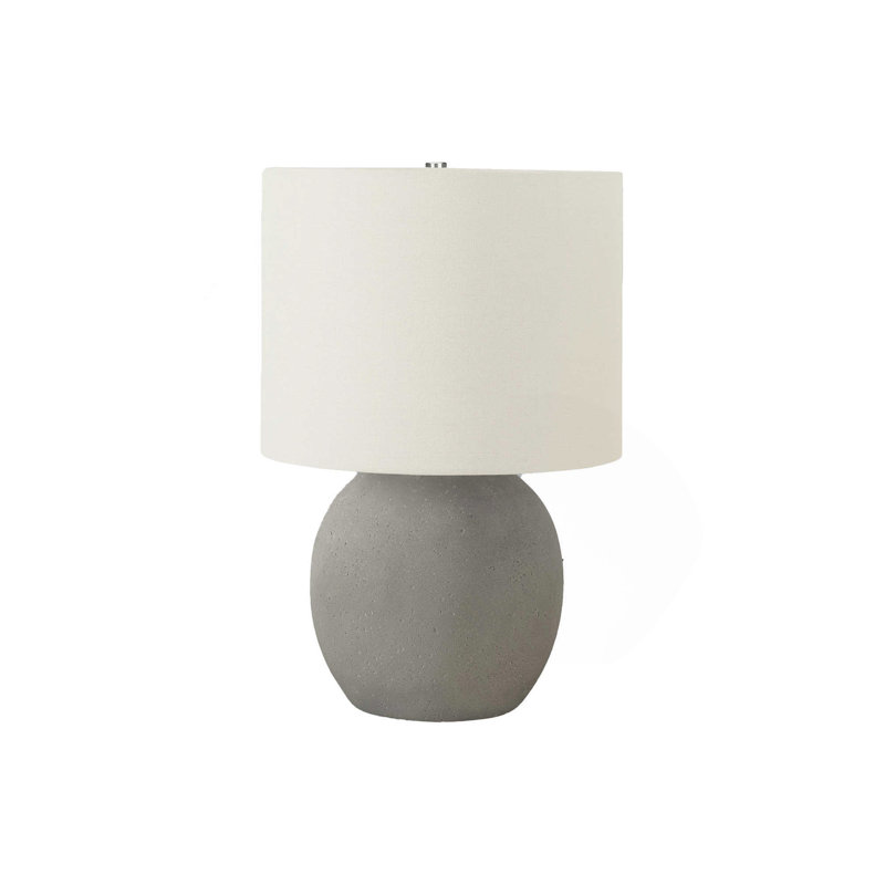 Lighting, H 20 po, lampe de table, béton gris, abat-jour ivoire / crème, contemporain